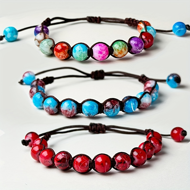 Adjustable Colorful Glass Bead Bracelet Friendship Gift